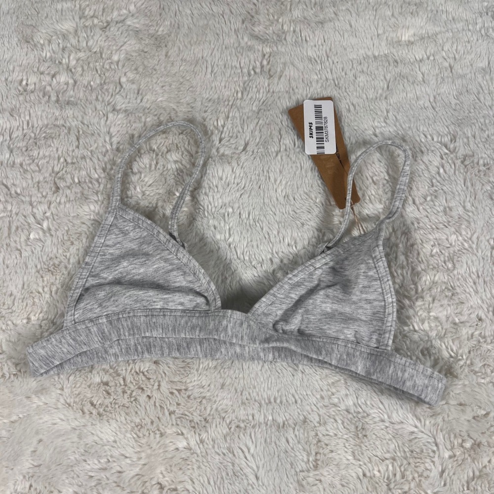Skims Everyday Cotton Triangle Bralette Light Heather Grey BR-BRL-10642W Small S